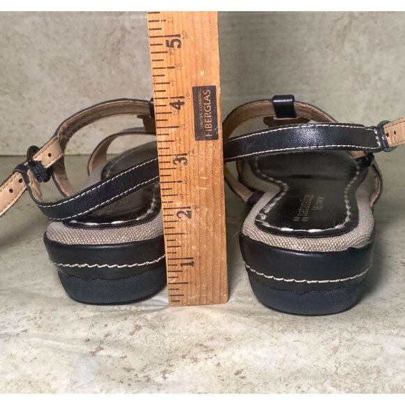 Naturalizer Womens Black Leather Sandals  Metallic Accents Adjustable Strap 8N - Picture 3 of 7